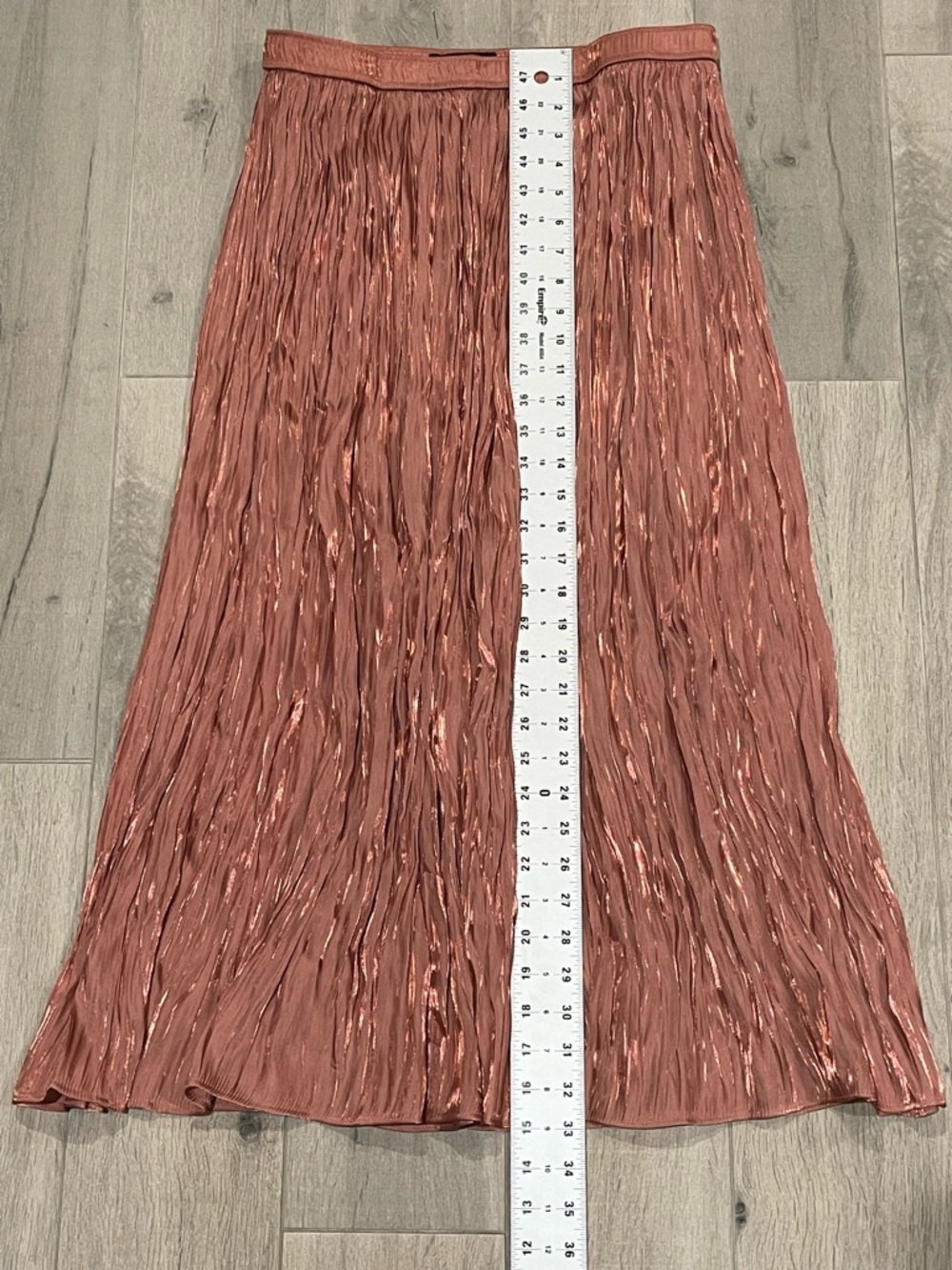 Zara Metallic Pleated Midi Skirt Rose Pink Shimmer Flowy Size L - Picture 2 of 8